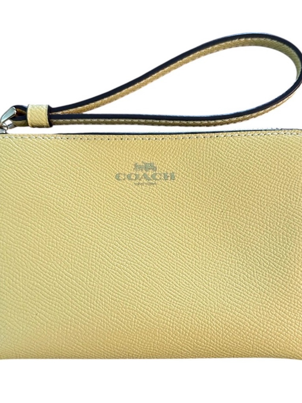 Coach Yellow Leather Wristlet with Corner Top Zip
